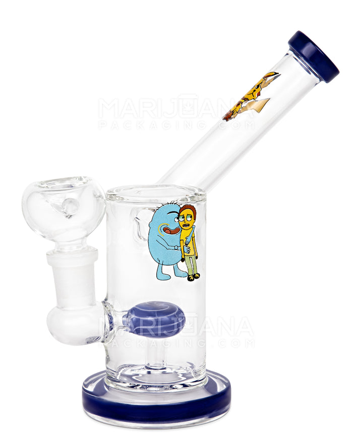 Sidecar Neck Circ Perc Decal Glass Straight Water Pipe w/ Thick Base | 6in Tall - 14mm Bowl - Assorted Image