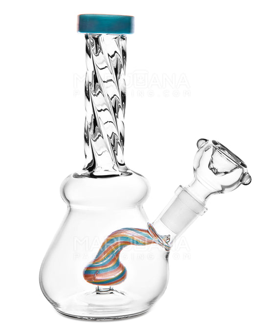 Spiral Neck Painted Circ Perc Glass Beaker Water Pipe | 6in Tall - 14mm Bowl - Assorted - 1