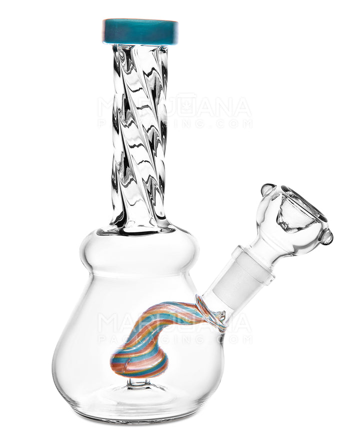 Spiral Neck Painted Circ Perc Glass Beaker Water Pipe | 6in Tall - 14mm Bowl - Assorted Image