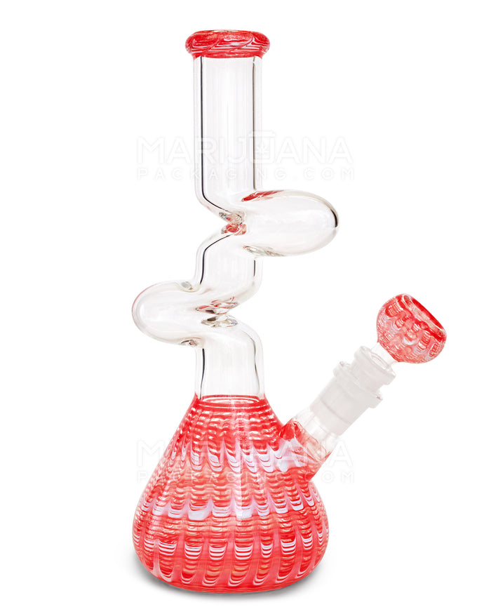 Z-Neck Raked Glass Beaker Water Pipe | 10in Tall - 14mm Bowl - Assorted Image