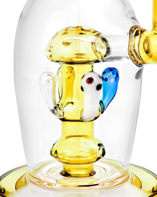 Straight Neck Mushroom Perc Glass Egg Water Pipe w/ Thick Base | 10.5in Tall - 14mm Bowl - Amber - 2