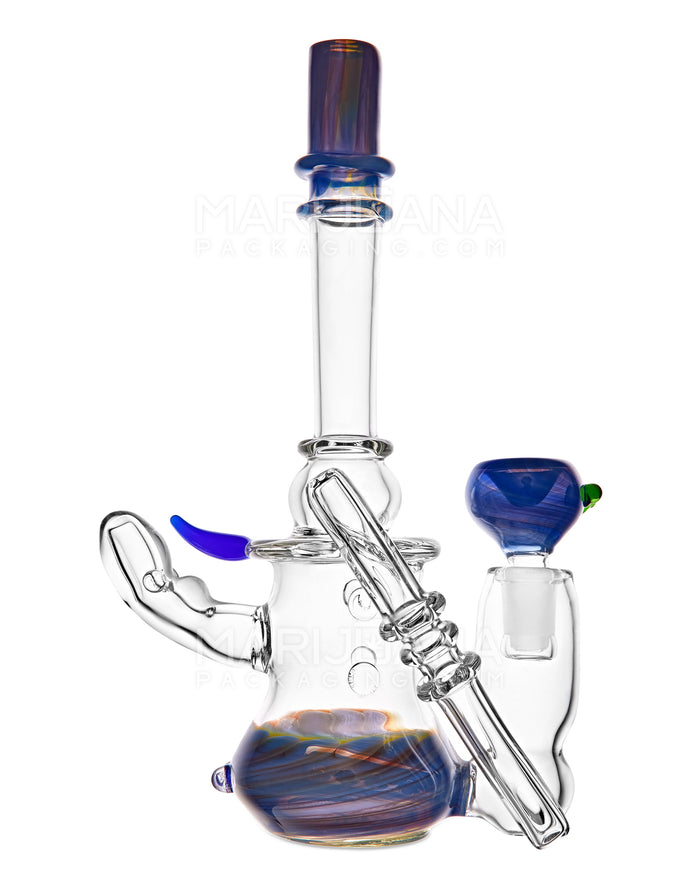 Heady | Straight Neck Inline Perc Color Pull Glass Ray Gun Water Pipe | 9.5in Tall - 14mm Bowl - Assorted Image