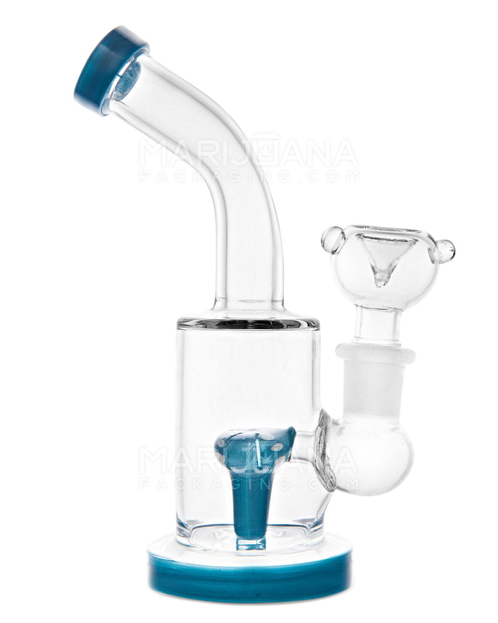 Bent Neck Circ Perc Glass Water Pipe w/ Thick Base | 6in Tall - 14mm Bowl - Blue Image