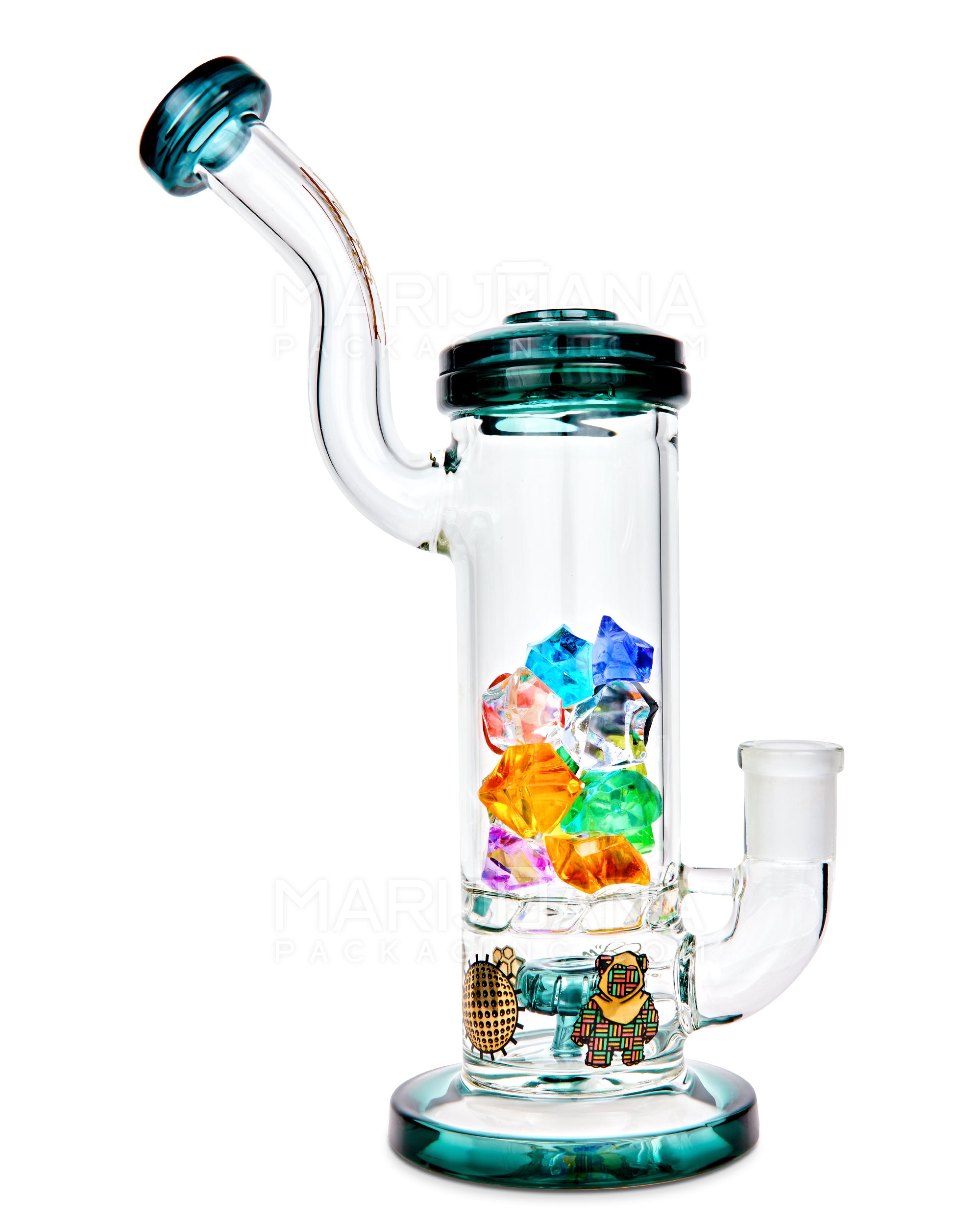 9.5" Hurricane Perc Jewels Teal Water Pipe 14mm - 1