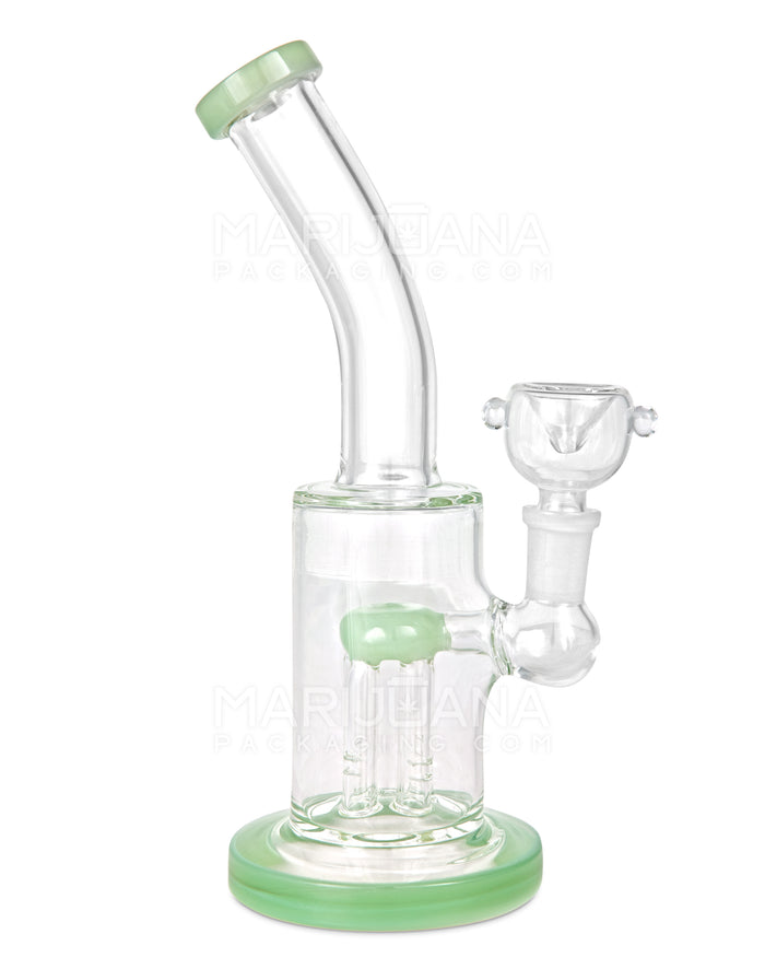 Bent Neck Tree Perc Glass Straight Water Pipe w/ Thick Base | 8in Tall - 14mm Bowl - Jade Image