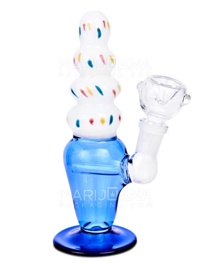 Inline Perc Glass Ice Cream Cone Water Pipe | 7.5in Tall - 14mm Bowl - Blue Image