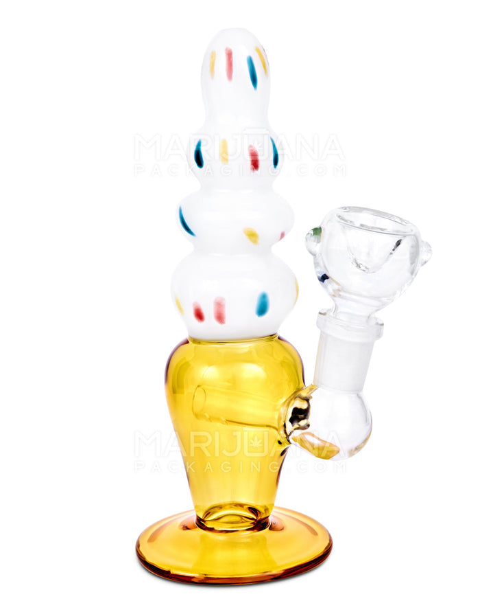 Inline Perc Glass Ice Cream Cone Water Pipe | 7.5in Tall - 14mm Bowl - Yellow Image