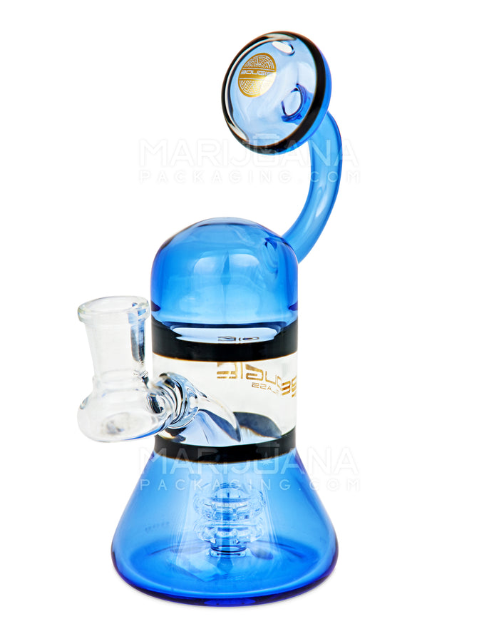 BOUGIE | Bent Neck Matrix Perc Glass Beaker Water Pipe | 8.5in Tall - 14mm Bowl - Blue Image