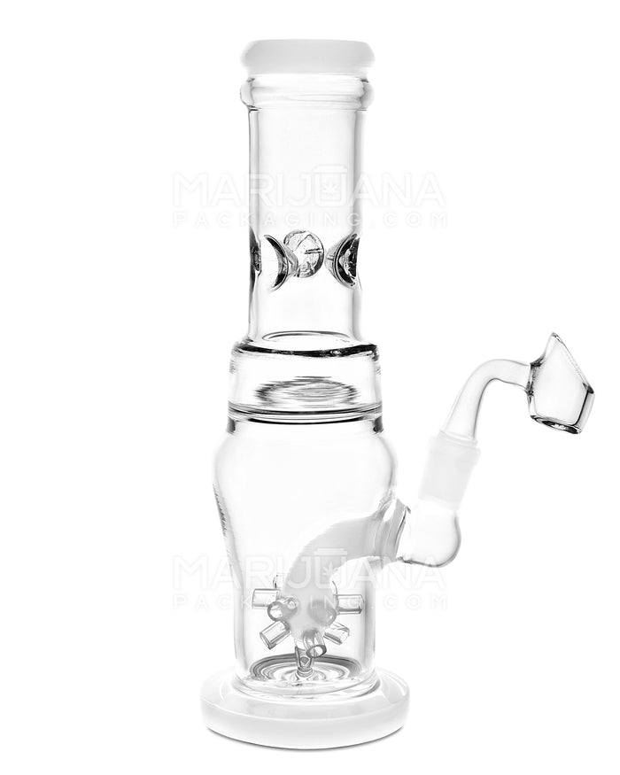 Straight Neck Atomic Perc Dab Rig w/ Ice Catcher & Thick Base | 10in Tall - 14mm Banger - White Image