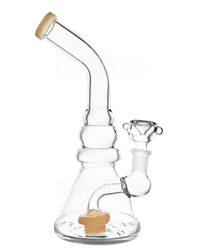 Bent Neck Circ Perc Glass Beaker Water Pipe | 8in Tall - 14mm Bowl - Yellow Image