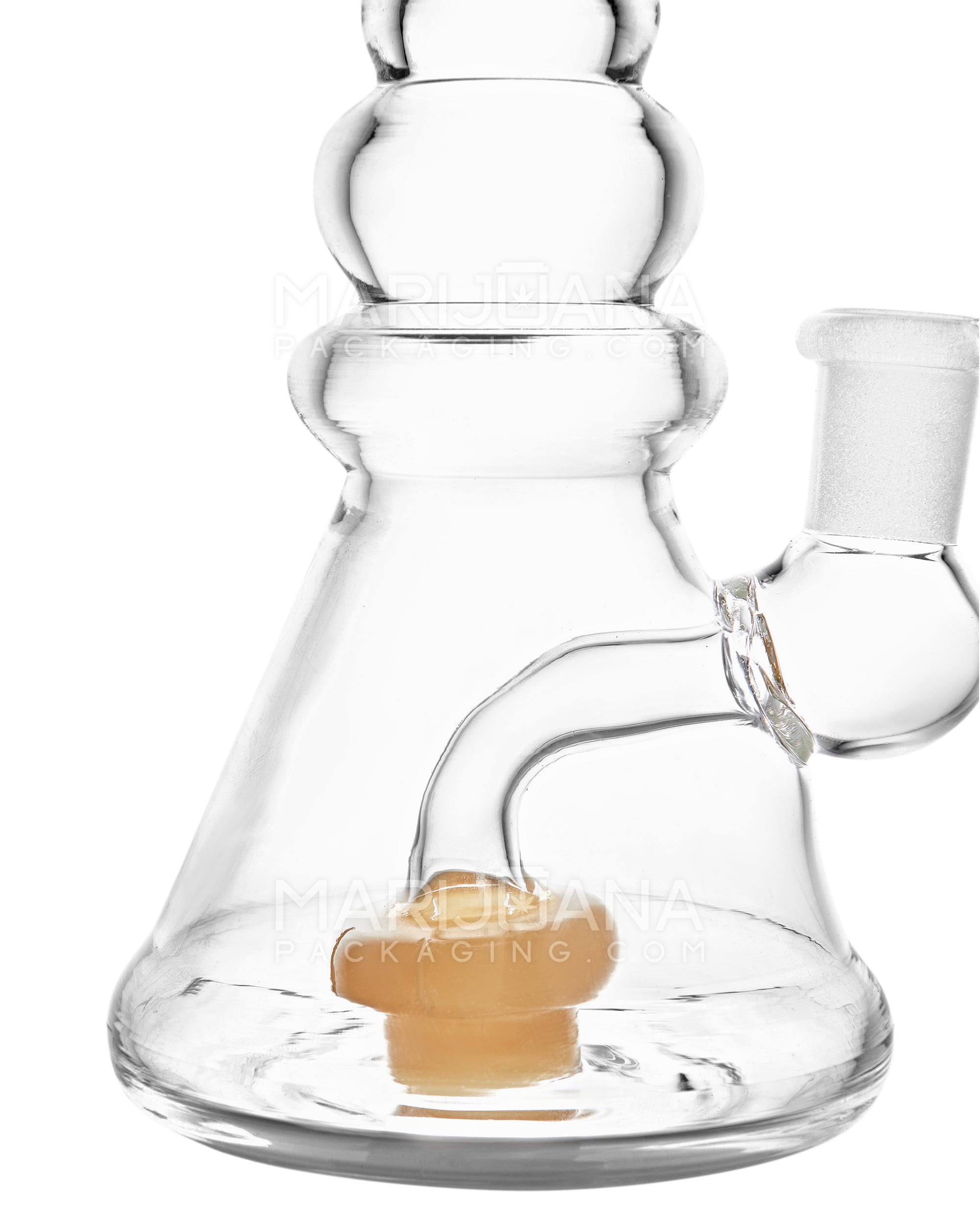 Bent Neck Circ Perc Glass Beaker Water Pipe | 8in Tall - 14mm Bowl - Yellow - 3