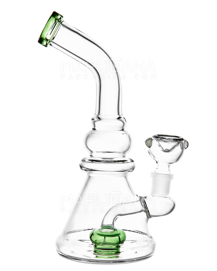 Bent Neck Circ Perc Glass Beaker Water Pipe | 8in Tall - 14mm Bowl - Green Image