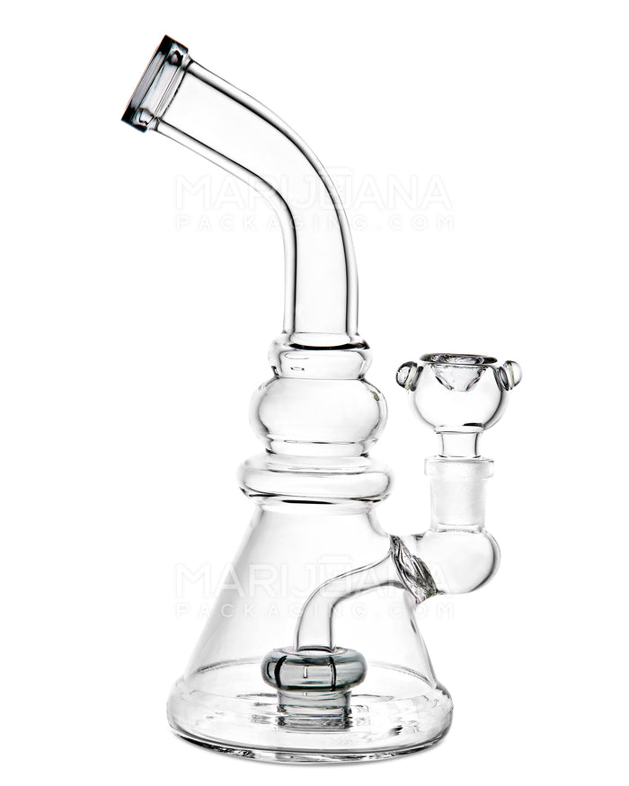 Bent Neck Circ Perc Glass Beaker Water Pipe | 8in Tall - 14mm Bowl - Smoke Image