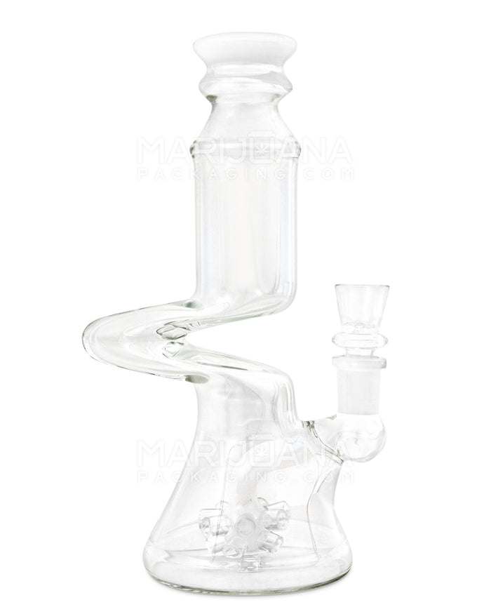 Z-Neck Atomic Perc Glass Beaker Water Pipe | 7in Tall - 14mm Bowl - White Image