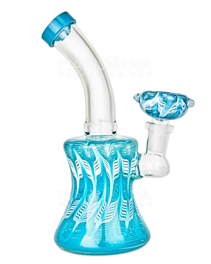 Bent Neck Raked Glass Bell Water Pipe | 6.5in Tall - 14mm Bowl - Teal Image