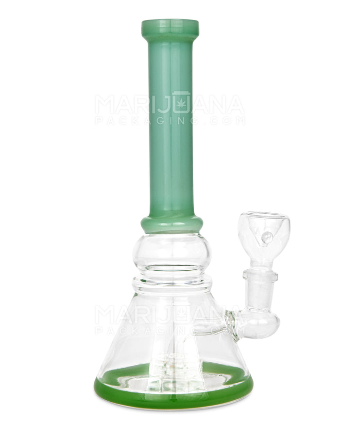 Straight Neck Showerhead Percolator Glass Beaker Water Pipe | 8in Tall - 14mm Bowl - Jade Image