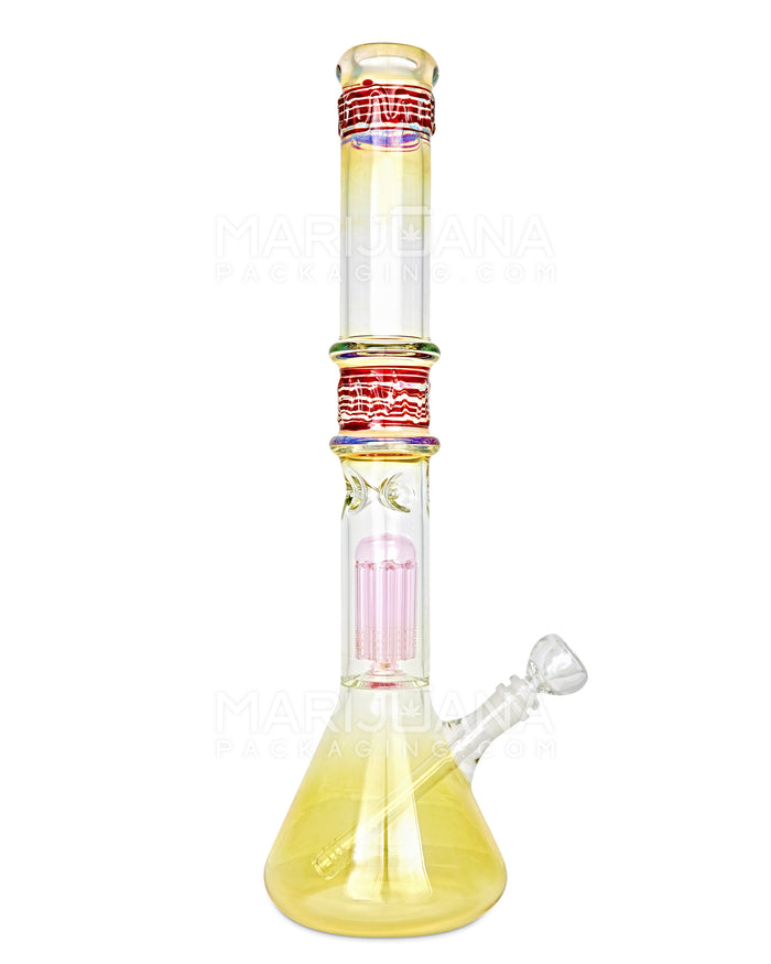 USA Glass | Straight Neck Tree Perc Fumed Glass Beaker Water Pipe w/ Ice Catcher | 18in Tall - 18mm Bowl - Assorted Image