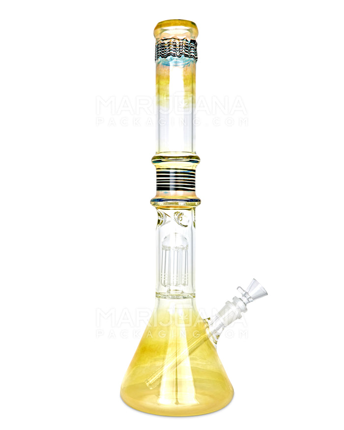 USA Glass | Straight Neck Tree Perc Fumed Glass Beaker Water Pipe w/ Ice Catcher | 18in Tall - 18mm Bowl - Black Image