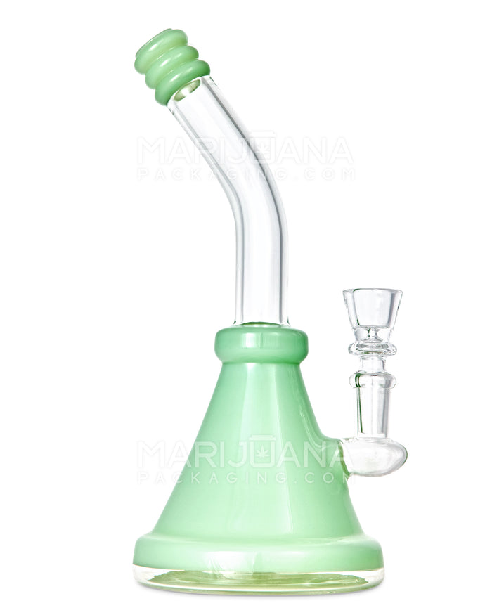 Bent Neck Showerhead Percolator Glass Beaker Water Pipe | 10in Tall - 14mm Bowl - Jade Image