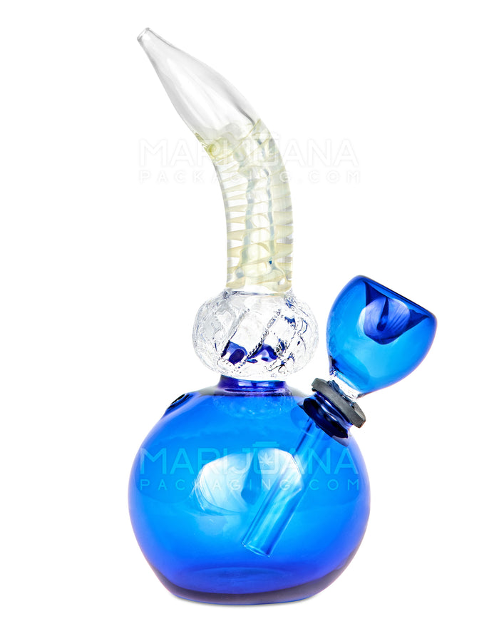 Bent Neck Glass Egg Water Pipe | 6in Tall - Grommet Bowl - Blue Image