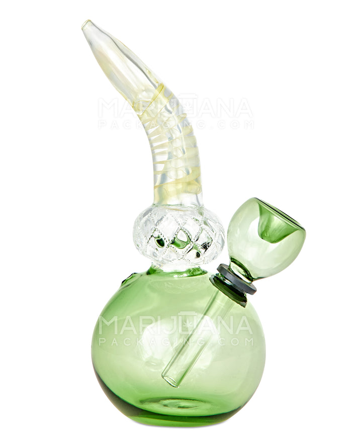 Bent Neck Glass Egg Water Pipe | 6in Tall - Grommet Bowl - Green Image