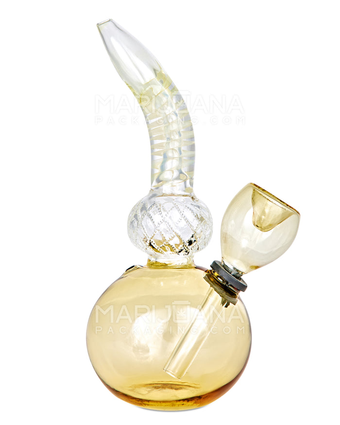 Bent Neck Glass Egg Water Pipe | 6in Tall - Grommet Bowl - Amber Image