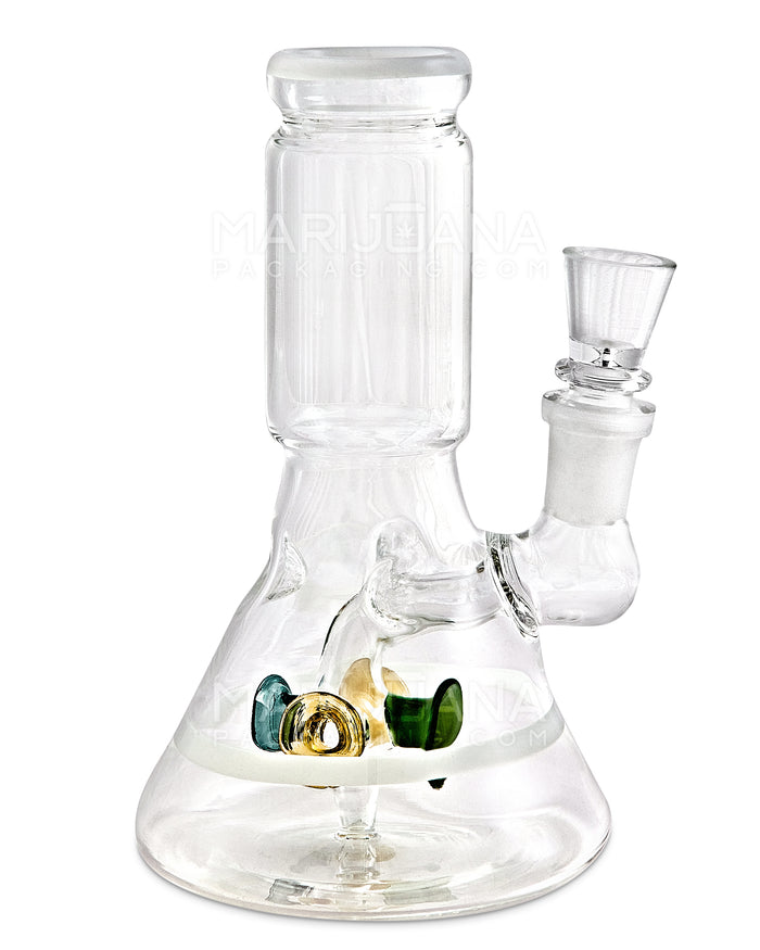 Straight Neck Megaphone Perc Glass Beaker Water Pipe w/ Ice Catcher | 6in Tall - 14mm Bowl - White Image