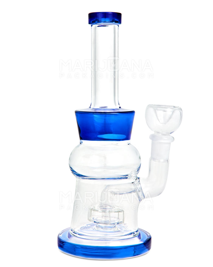 Straight Neck Showerhead Perc Glass Blunted Cone Water Pipe w/ Thick Base | 8in Tall - 14mm Bowl - Blue Image