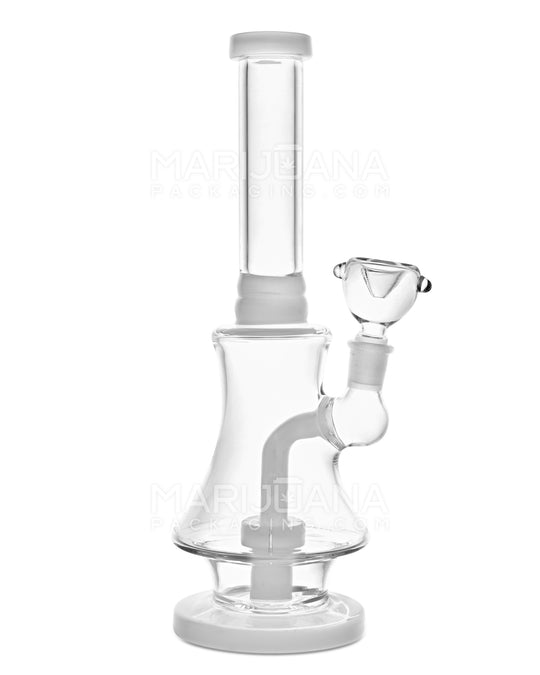 Straight Neck Showerhead Perc Glass Bell Water Pipe | 10in Tall - 14mm Bowl - White - 1