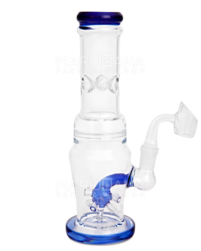 Straight Neck Atomic Perc Dab Rig w/ Ice Catcher & Thick Base | 10in Tall - 14mm Banger - Blue Image