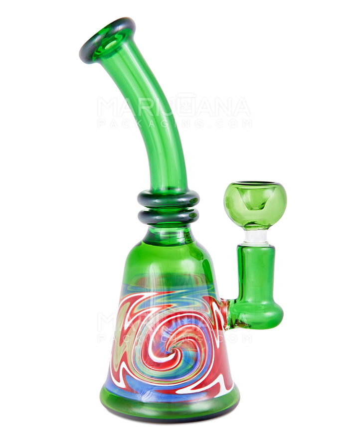 Bent Neck Wig Wag Glass Beaker Water Pipe | 8in Tall - 14mm Bowl - Green Image