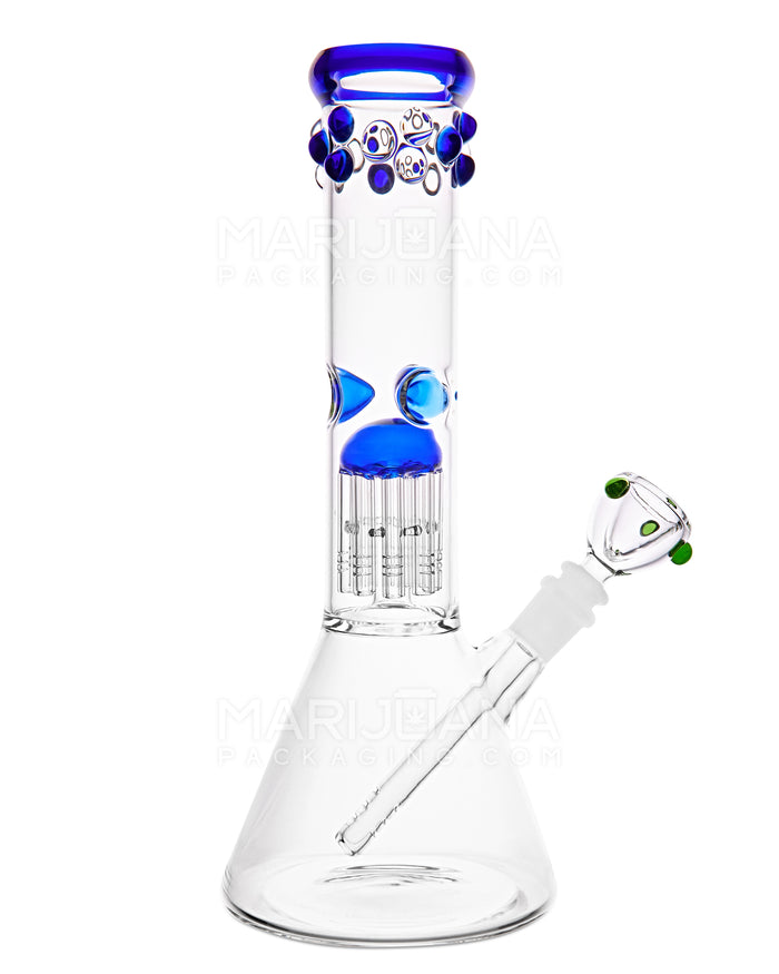 Straight Neck Tree Perc Thick Glass Beaker Water Pipe w/ Ice Catcher | 12in Tall - 14mm Bowl - Blue Image