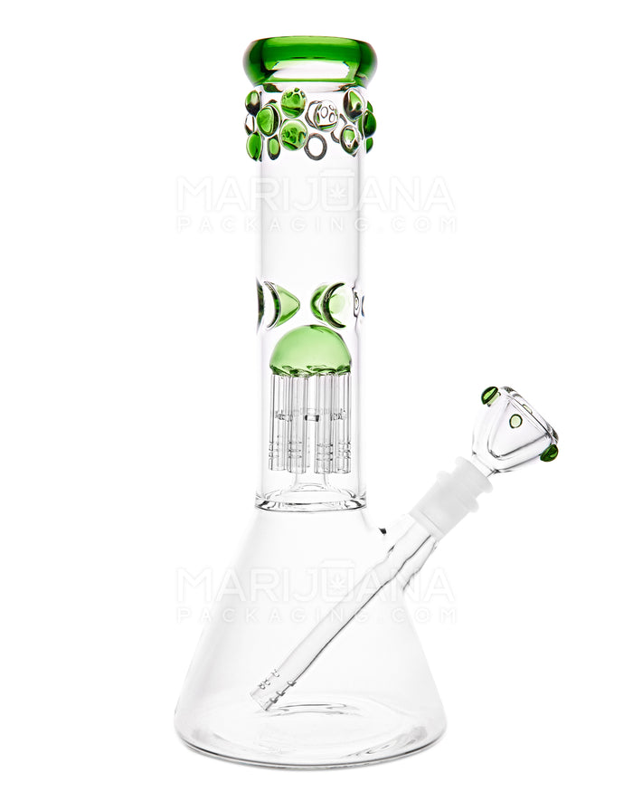 Straight Neck Tree Perc Thick Glass Beaker Water Pipe w/ Ice Catcher | 12in Tall - 14mm Bowl - Green Image