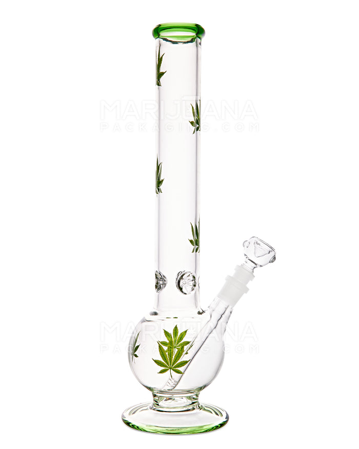 Straight Neck Decal Diffused Downstem Glass Egg Water Pipe w/ Ice Catcher | 14in Tall - 18mm Bowl - Green Image