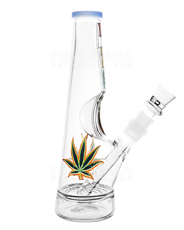 Straight Neck Decal Diffused Glass Cone Water Pipe w/ Ice Catcher | 8.5in Tall - 14mm Bowl - Assorted Image