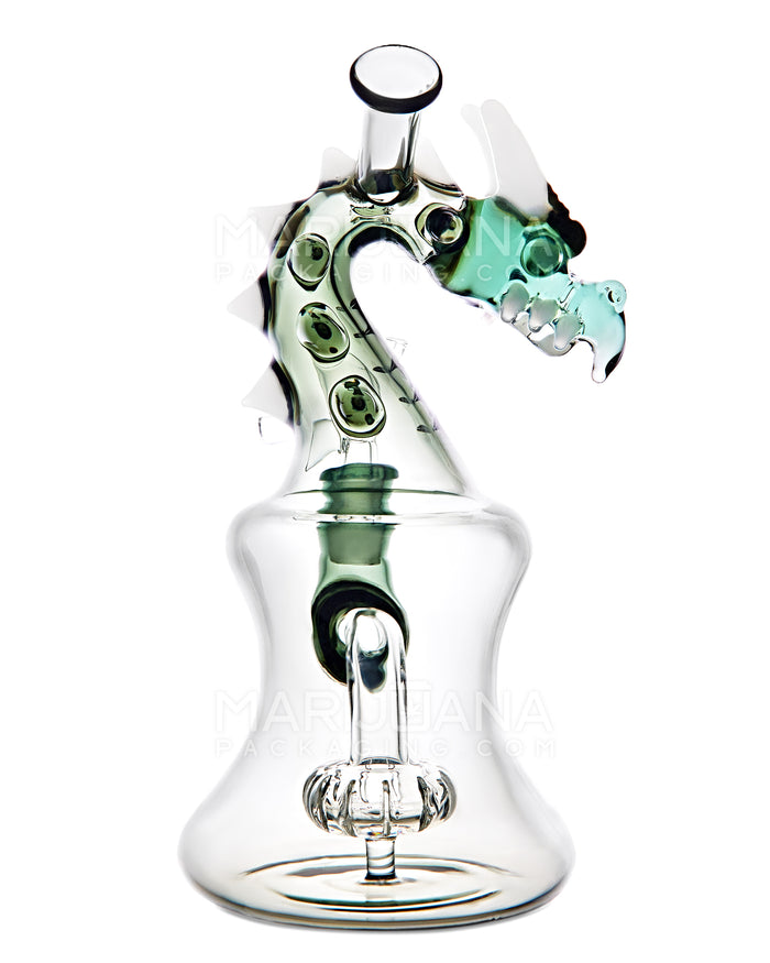 Heady | USA Glass Horned Dragon Neck Circ Perc Glass Bell Water Pipe | 7in Tall - 14mm Bowl - Smoke Image