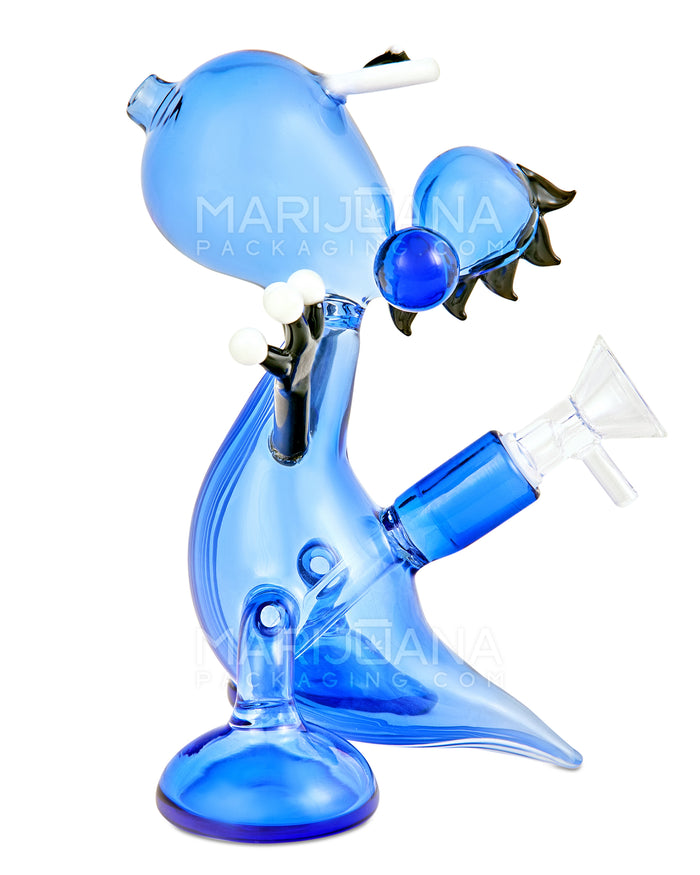 Heady | USA Glass Striped Yoshi Glass Water Pipe | 7in Tall - 14mm Bowl - Blue Image