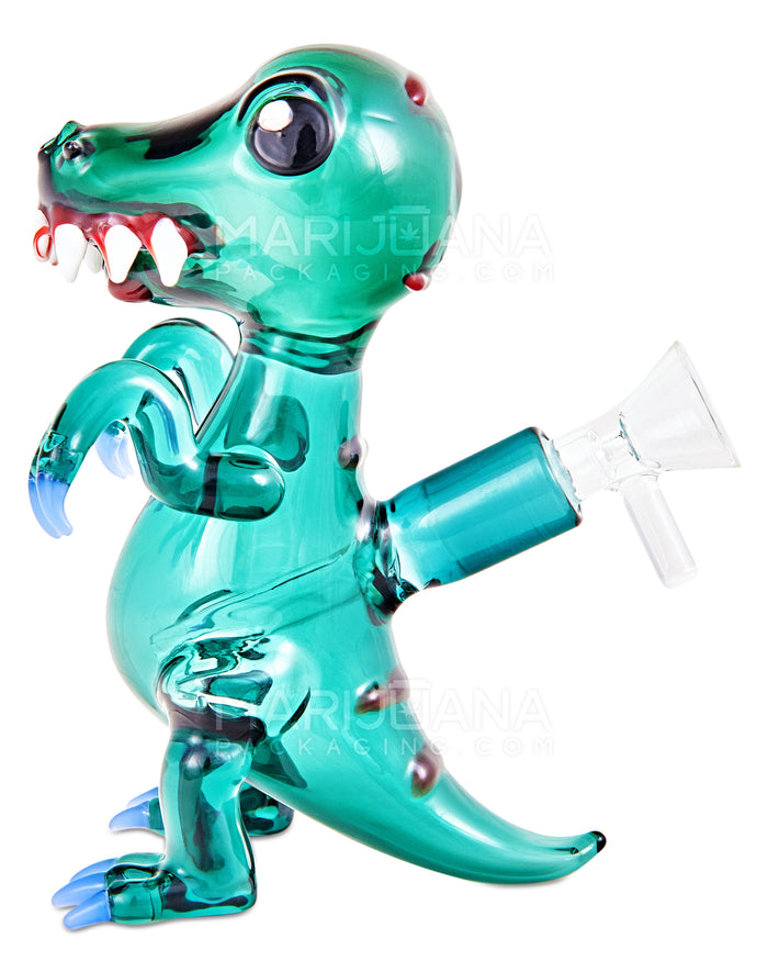 Heady | USA Glass Raptor Glass Dinosaur Water Pipe | 6in Tall - 14mm Bowl - Teal Image