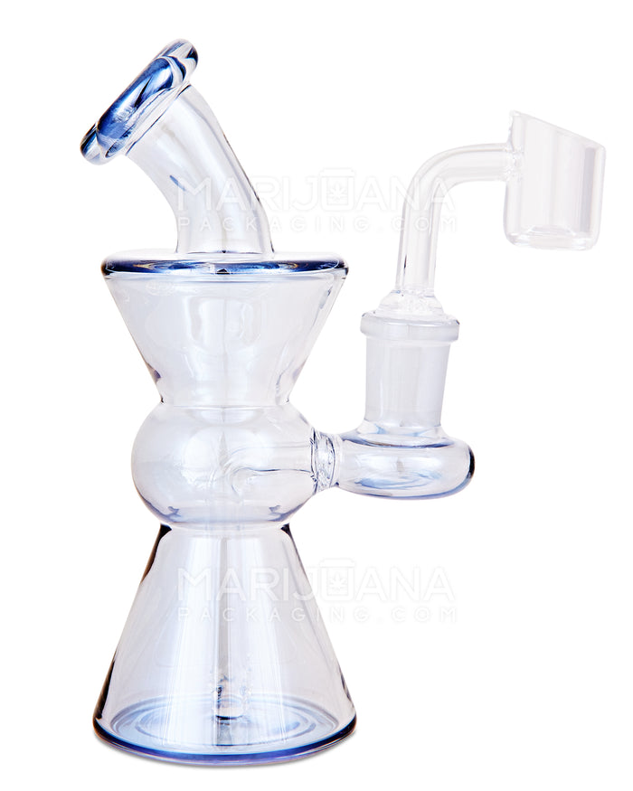 Bent Neck Hourglass Glass Dab Rig | 6in Tall - 14mm Banger - Smoke Image