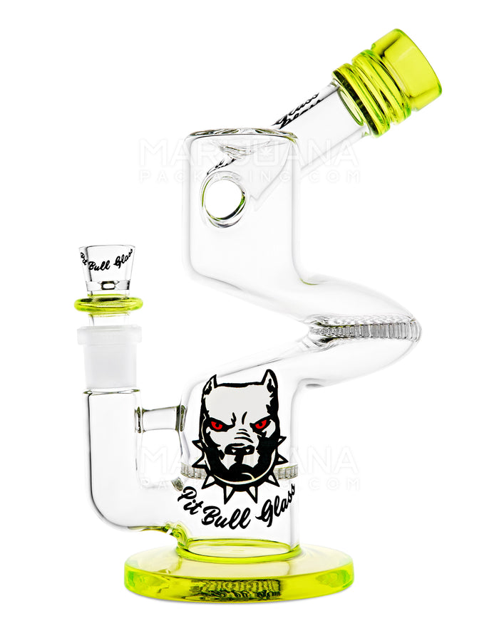 PIT BULL | Z-Neck Sidecar Double Honeycomb Perc Glass Water Pipe w/ Thick Base | 10in Tall - 14mm Bowl - Green Image