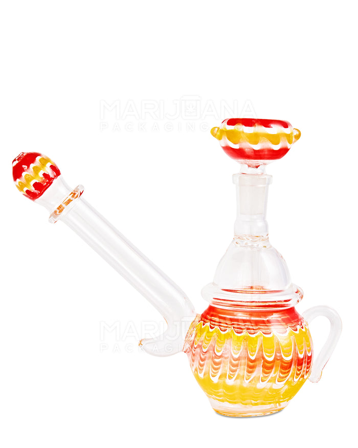 Straight Neck Raked Teapot Glass Water Pipe | 6in Tall - 14mm Bowl - Assorted Image