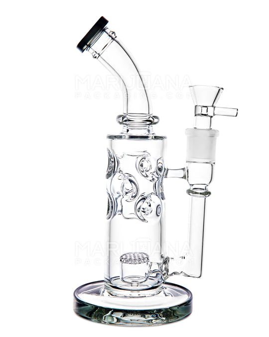 Bent Neck Honeycomb Perc Thick Glass Water Pipe w/ Ice Catcher | 10in Tall - 18mm Bowl - Smoke - 1