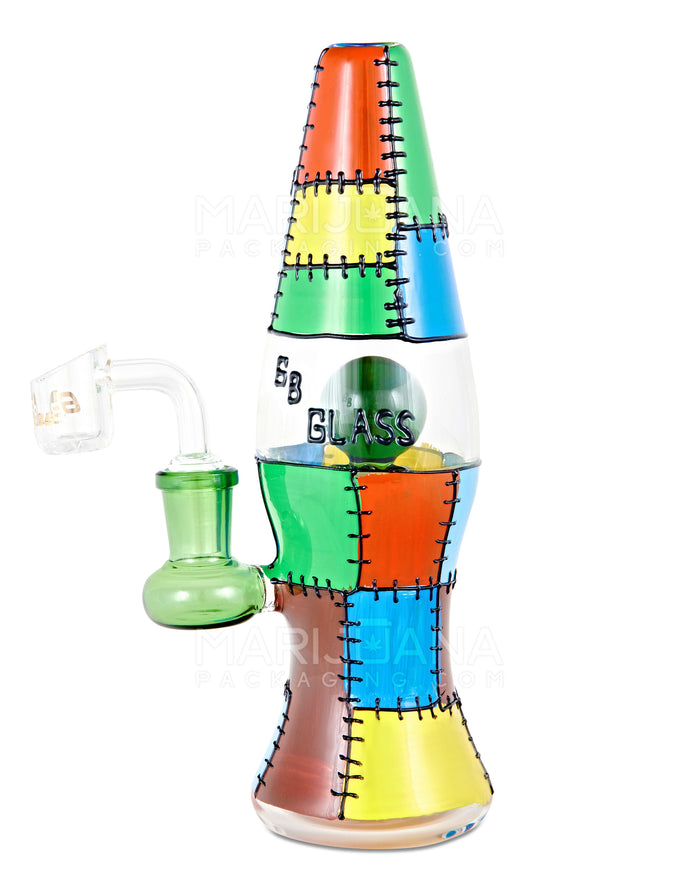 6B GLASS | Patchwork Lava Lamp Glass Dab Rig | 8in Tall - 14mm Banger - Mixed Image