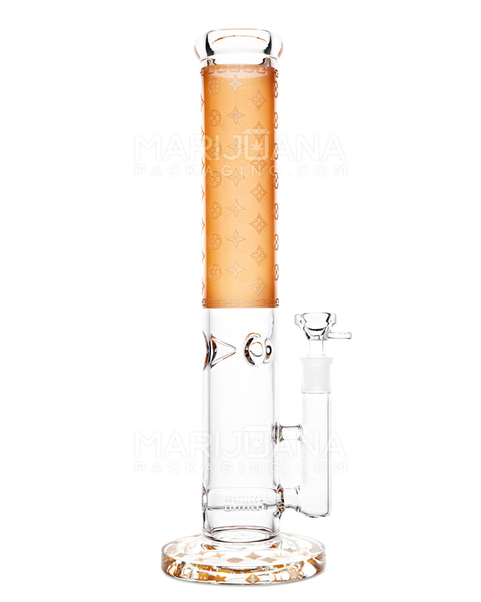 Straight Neck Luxury Design Inline Perc Glass Water Pipe w/ Ice Catcher | 14in Tall - 14mm Bowl - Orange Image