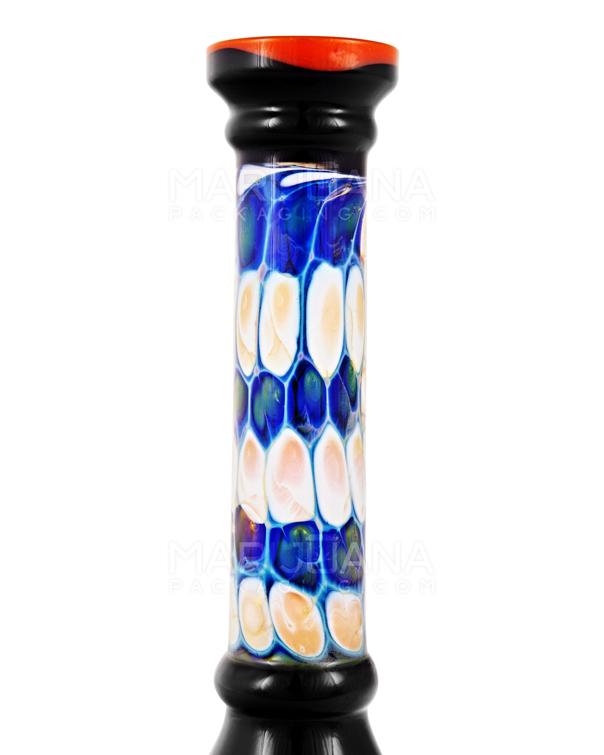 Straight Neck Dot Stack Showerhead Perc Painted Glass Water Pipe w/ Thick Base | 8.5in Tall - 14mm Bowl - Assorted - 5