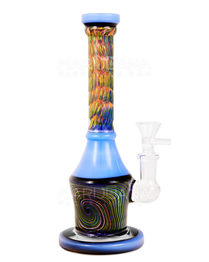 Straight Neck Dot Stack Fumed Swirl Painted Glass Water Pipe w/ Thick Base | 8.5in Tall - 14mm Bowl - Assorted Image