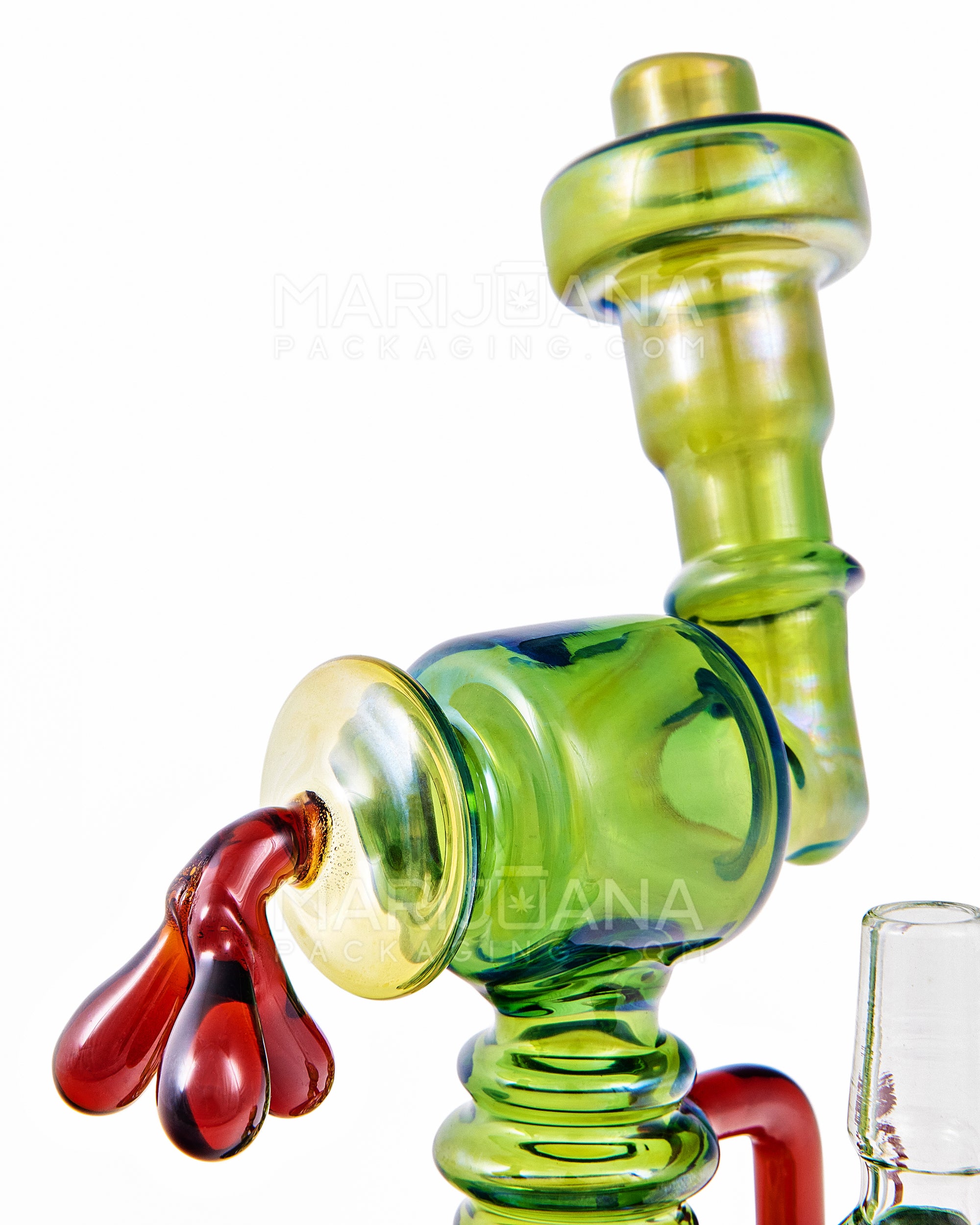 Heady | Sidecar Neck Inline Perc Fumed Glass Gas Pump Dab Rig | 7in Tall - 14mm Banger - Green - 6