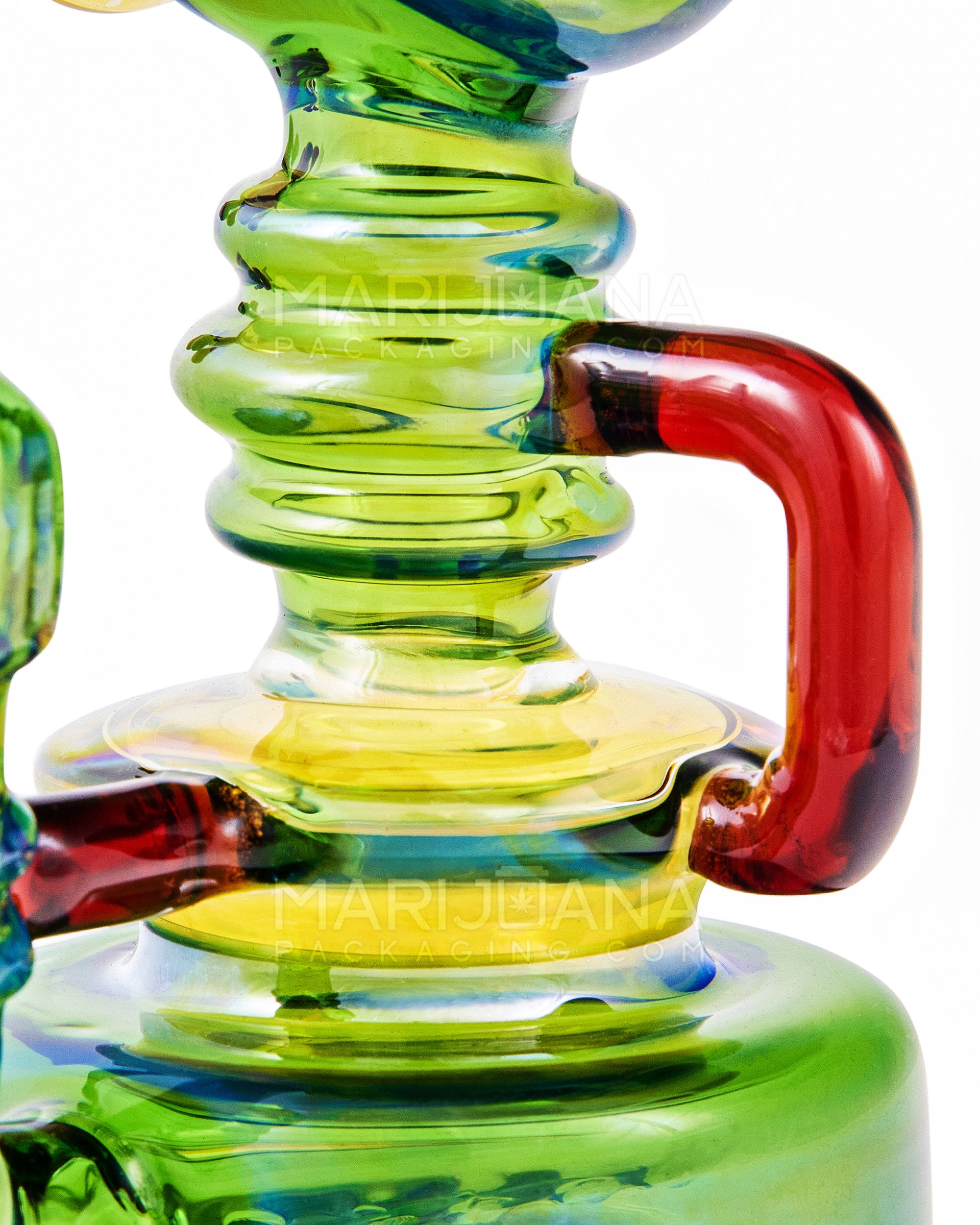 Heady | Sidecar Neck Inline Perc Fumed Glass Gas Pump Dab Rig | 7in Tall - 14mm Banger - Green - 7