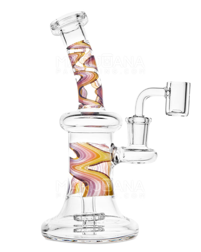 Bent Neck Showerhead Perc Wig Wag Fire Glass Dab Rig | 7.5in Tall - 14mm - Orange Image