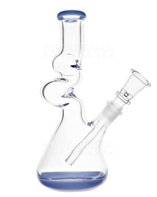 Z-Neck Glass Beaker Water Pipe | 7in Tall - 14mm Bowl - Blue - 1